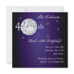 40th Purple Disco Ball Party Invitation