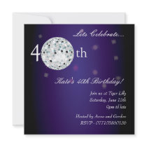 40th Purple Disco Ball Party Invitation