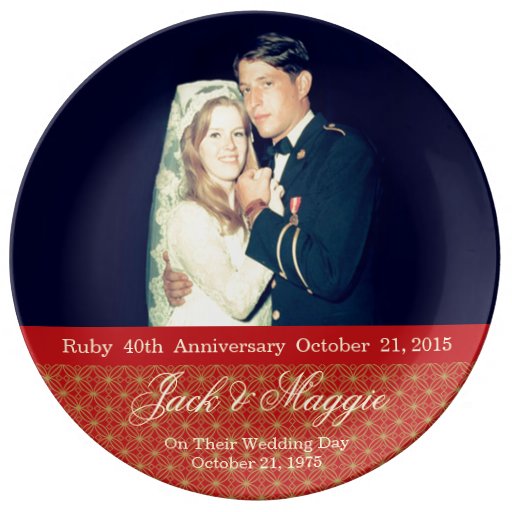 40th Ruby Anniversary Commemorative Plate Zazzle