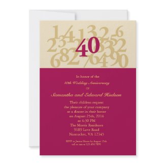 40th Ruby Wedding Anniversary Invitation invitation