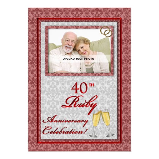 40th Ruby Wedding Anniversary Photo Invitations (front side)