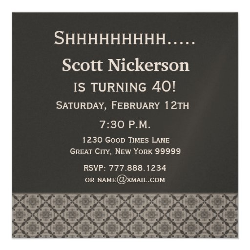 40th Surprise Birthday Gray Red Diamonds R274 Announcements