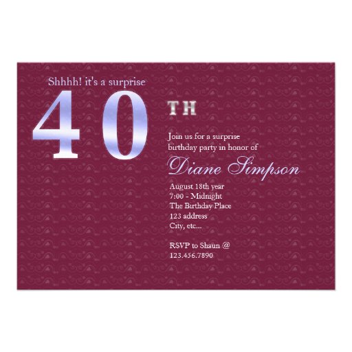 40th surprise birthday invitation