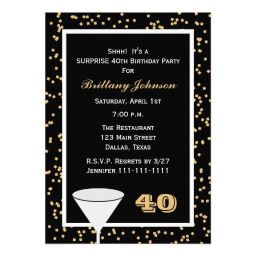 40th Surprise Birthday Party Invitation (front side)