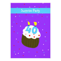 40th Surprise Birthday Party Invitation -- Cupcake