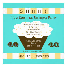40th Surprise Birthday Party Invitation - Cupcake