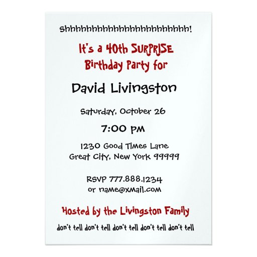 40th SURPRISE Birthday Party Invitation Template