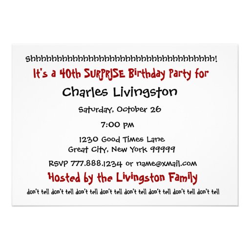 40th SURPRISE Birthday Party Invitation Template
