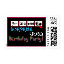40th SURPRISE Birthday Party Stamp with Squares
