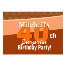 40th Surprise Birthday Tan and Sienna H001 Personalized Announcement