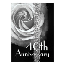 40th SURPRISE Wedding Anniversary SILVER Rose Invitation