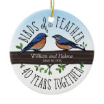 40th Wedding Anniversary, Bluebirds of a Feather Ceramic Ornament