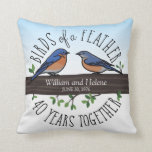 40th Wedding Anniversary, Bluebirds of a Feather Pillow