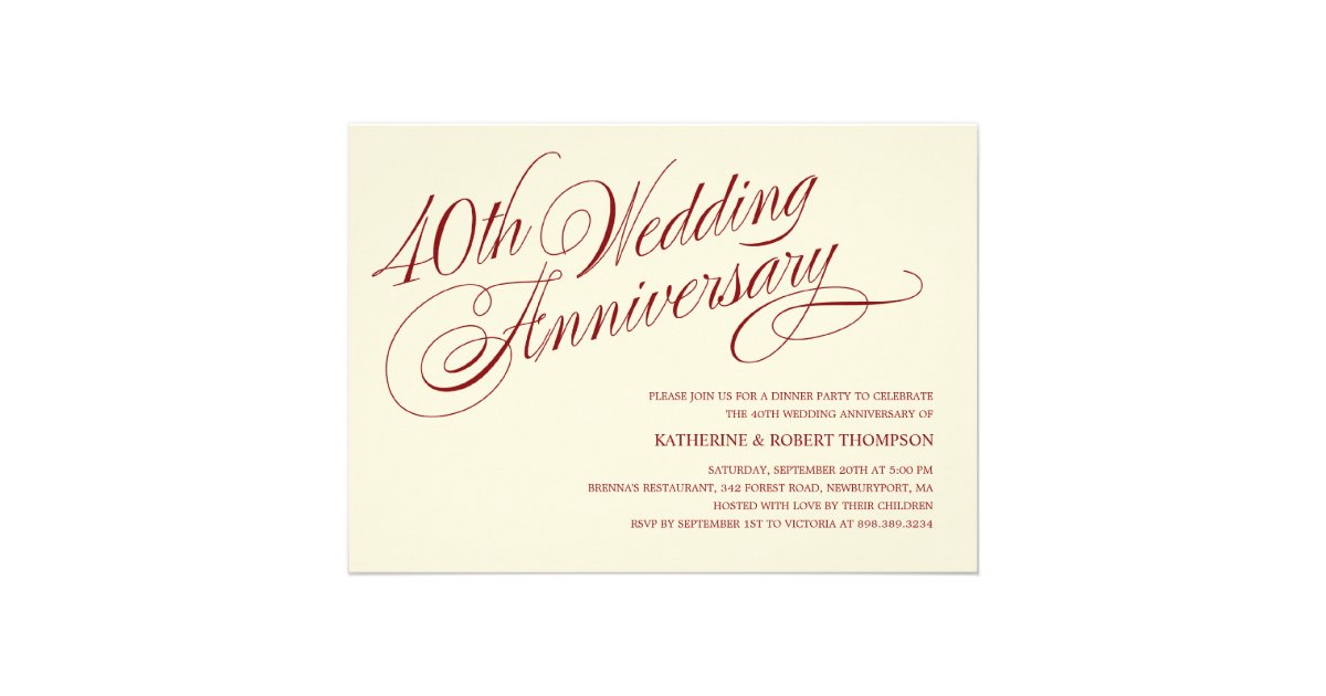 40th Wedding Anniversary Invitations 