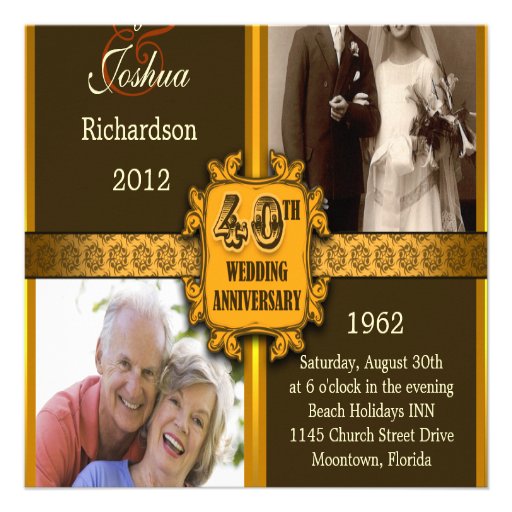 40th wedding anniversary invitations with photos (front side)
