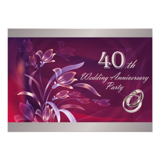 40th Wedding Anniversary Party Invitations (front side)