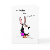 4147 Easter Bunny Ears Penguin, Humor Card