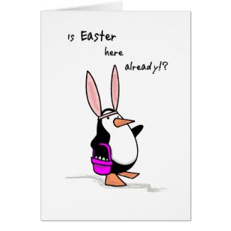 4147 Easter Bunny Ears Penguin, Humor Card