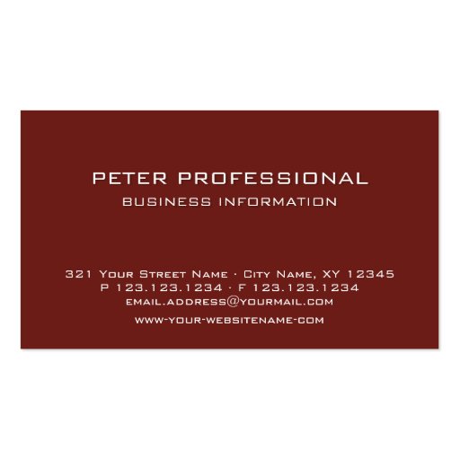 41 Modern Professional Business Card mahogany (front side)