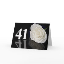 41st Birthday Card with a classic white rose
