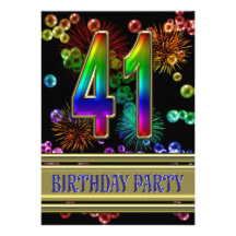 41st Birthday party Invitation with bubbles