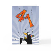 41st Birthday - Penguin Surprise Card