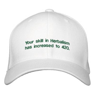 420 Herbalism Hat (White) Embroidered Baseball Cap by DaywalkerDesign