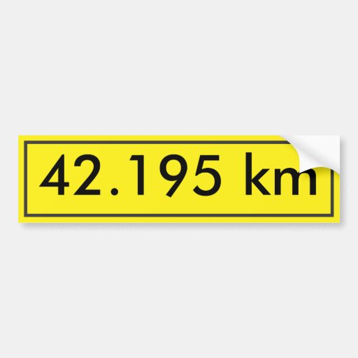 42.195 Bumper Sticker | Yellow Street Sign Style | Zazzle