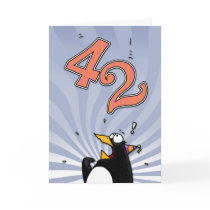 42nd Birthday - Penguin Surprise Card