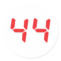 44 fourty-four red alarm clock digital number stickers