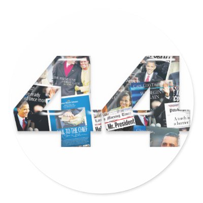 44: Obama Inauguration Newspaper Collage Sticker