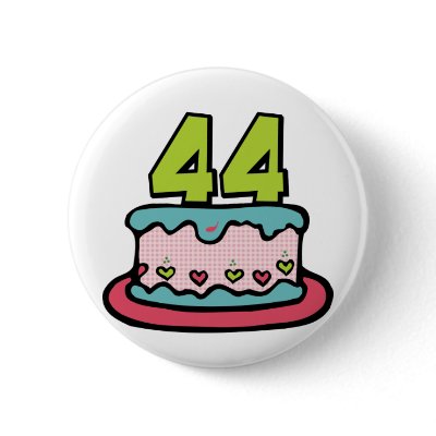44 Year Old Birthday Cake Buttons by Birthday_Bash
