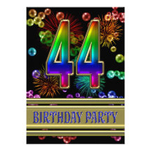 44th Birthday party Invitation with bubbles