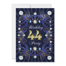 44th birthday party invite with masses of jewels