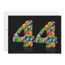 44th Birthday party, with bubbles and balls Custom Announcement