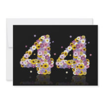 44th Birthday party, with flowered letters Announcement