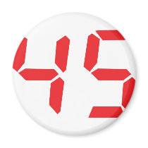 45 fourty-five red alarm clock digital number magnets