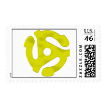 45 Rpm Adapter Postage Stamp Yellow