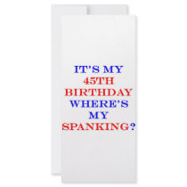 45 Where's my spanking? rack cards