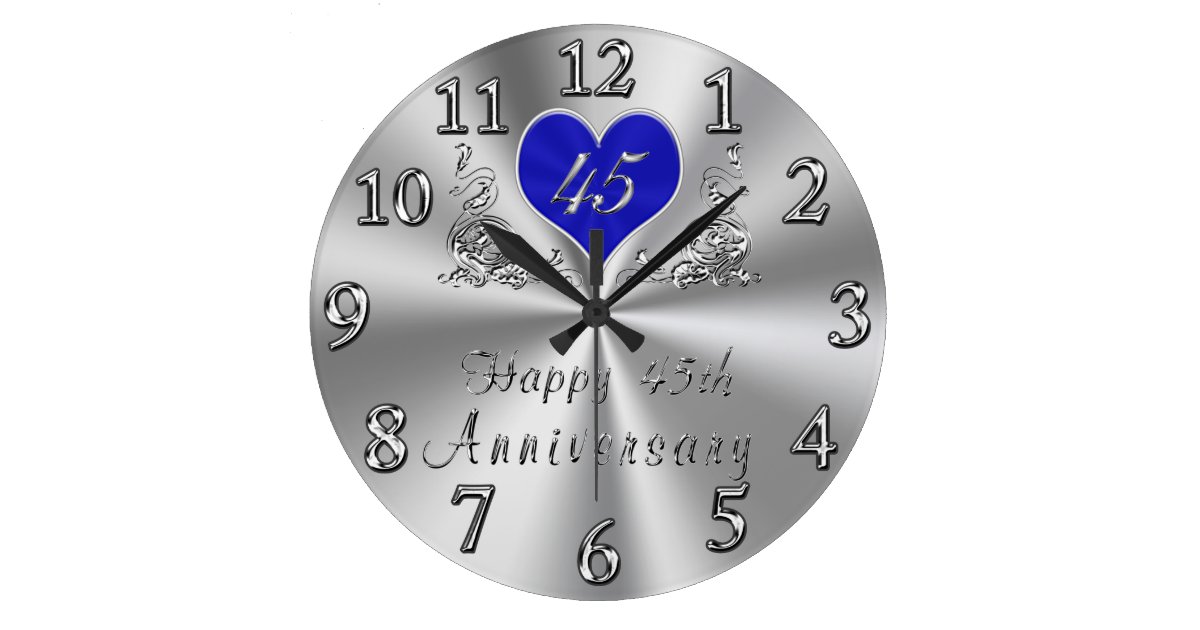 45 Year Wedding Anniversary Gifts Sapphire CLOCK Zazzle
