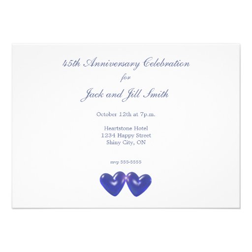 45th Anniversary Sapphire Hearts Custom Invite