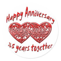 45th. Anniversary Round Sticker