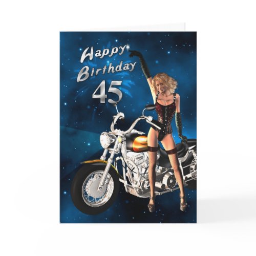 45th Birthday card with a motorbike card