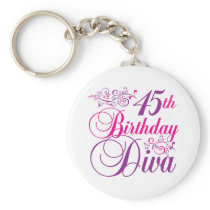 45th Birthday Diva Key Chains
