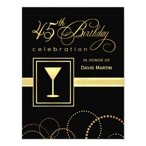 45th Birthday Party Invitations - with Monogram