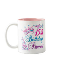 45th Birthday Princess mugs by BirthdayObsessions 45th Birthday Princess mugs
