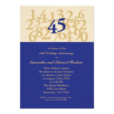 45th Sapphire Wedding Anniversary Invitation