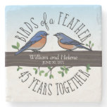 45th Wedding Anniversary, Bluebirds of a Feather Stone Coaster