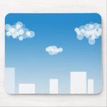 461 BLUE WHITE CITY CLOUDS VECTOR WALLPAPER BACKGR MOUSEPAD