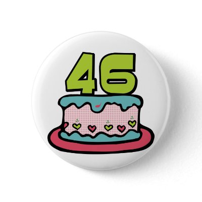 46 Year Old Birthday Cake Pinback Button by Birthday_Bash